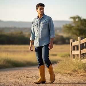 JUSTIN BOOT COMPANT Damiana Leather Cowboy Boot Tan 7.5D